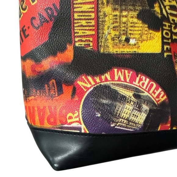 Sydney Love Faux Leather Tote – Retro Luggage Tag Print - Picture 4 of 8